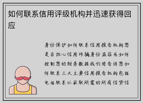 如何联系信用评级机构并迅速获得回应